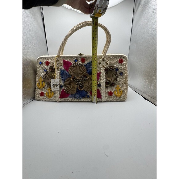 Vintage Caron Of Houston Nautical Raffia Purse NWT Highly Embellished 1960’s - Picture 11 of 11